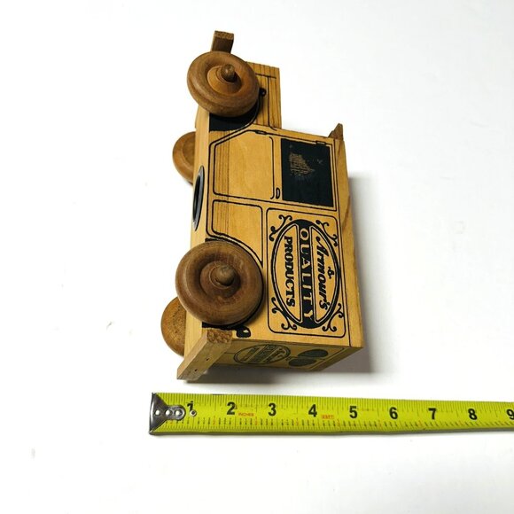 Wooden Toy Truck Coin Bank Armour’s Quality Products Logo Image Vintage - Picture 9 of 9